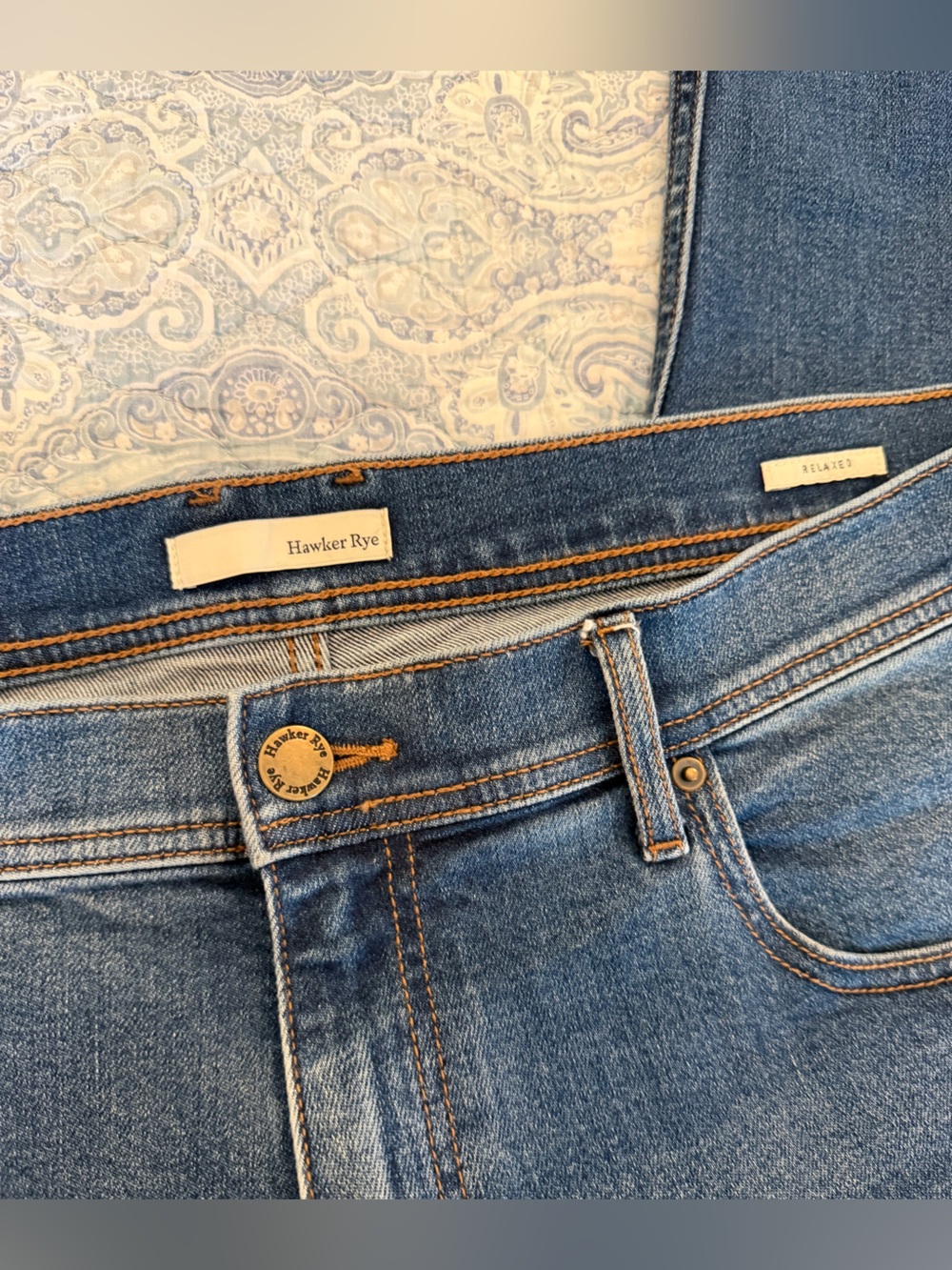 Hawker Rye Straight Leg Jeans 38x32 Medium Wash Stretch Denim - Picture 3 of 5